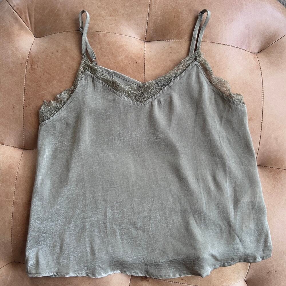 Raw Lace Trim Satin Cami Fairy Grunge Coquette Whimsigoth Moss Spaghetti Tank S